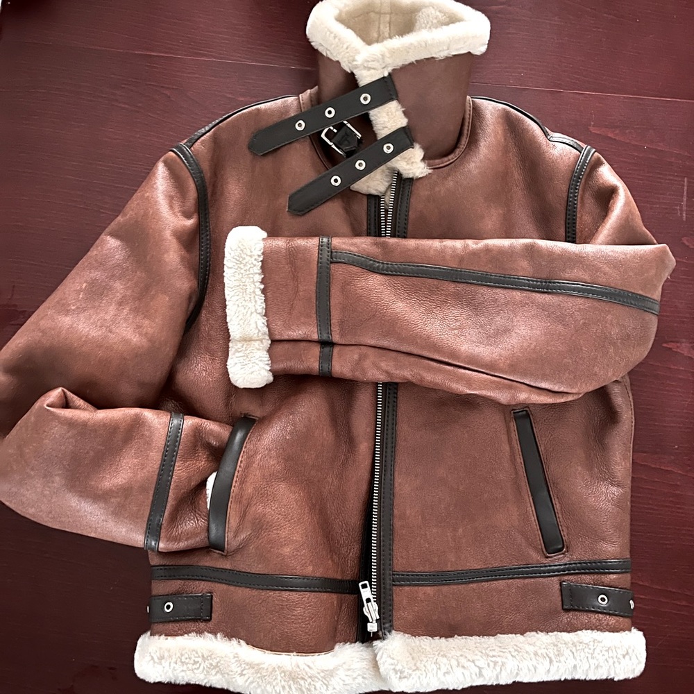Leather Pilots jacket( sheep fur inside)